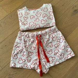 Disney Mickey Mouse Pajama Set Small Bright red